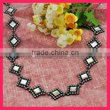 Wedding Rhinestone and Pearl Trim Crystal Rhinestone Chain Trim Black Trim WRC-179 thumbnail-2