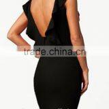 2016 Sexy Black Open Back Ruffle Knit Bodycon Evening Dress HSD2207 thumbnail-3