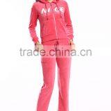 2016 New Latest Design Sports China Cheap Fashion Velour Tracksuits for Lady thumbnail-2
