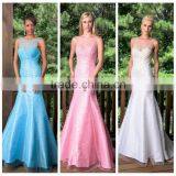 three color satin off shoulder long beaded evening dress 2015