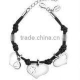 Fashion Wax String Knotted Bracelet With Heart Charms, Fashion Charm Bracelet Jewelry thumbnail-1