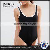 Women Plain Contrast Tipping Bodysuit Slim Knitted Basic Style Bodysuit With White Hem Eco-friendly High Quality thumbnail-1