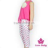 2017 Summer Boutique Outfits Sleeveless Hot Pink Flower Baby Girl Clothing Sets thumbnail-3