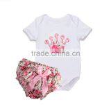 S33481W Baby Girls Sweet Crown Printed+ Floral Shorts Two Pieces Clothing Sets thumbnail-2