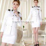 Juqian Long Sleeve Winter Women Pilot Uniform Custom ,Women Airline Uniform Skirt Suit,White Suits Design Pilot Unform for Women thumbnail-3