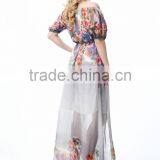 China Manufacturer Elegant Ladies Floral Print Sleeveless Dresses Plus Size thumbnail-2