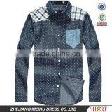 Latest 100% Cotton Light Blue Dot Denim Cowboy Long Sleeve Casual Shirt for Men With One Pocket thumbnail-1