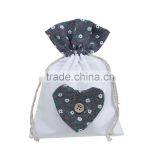 White & Gray Flower Pattern Christmas Custom Jute Jewelry Drawstring Bags thumbnail-2
