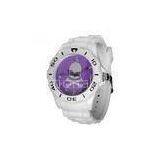 Waterproof Japan Movement Silicone Rubber Wristband White SKULL Patter Watch For Men thumbnail-1