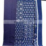 Indian Indigo Blue Abstract Design Kantha Quilt Handmade Bedspread Throw Cotton Queen Size Blanket Patchwork Print thumbnail-5