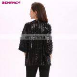 China 2017 Europea Autumn Black Sequin Knitted Sweater Cardigan For Woman thumbnail-4