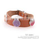 Hot Sale Real Genuine Leather Bracelet With Snap Button Bracelet thumbnail-5