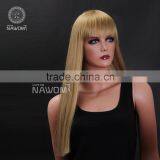 Golden Long Straight Hair Neat Bang Wigs thumbnail-6