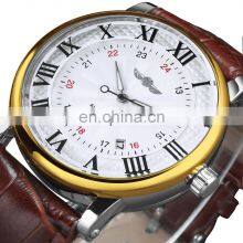 WINNER 142 Fashion Men Automatic Mechanical Watch Leather Life Waterproof Wristwatches Business Watch