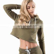 Gym Yoga Cropped Top Hoodies and Shorts Set Sexy Women Sports Suit Hot Seller Amazon thumbnail-5