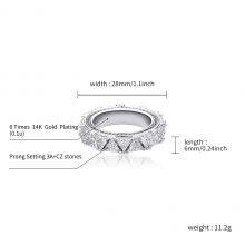 Hip Hop Claw Setting Triangle CZ Stone Bling Ice Out Round Finger Rings for Men Rapper Jewelry Drop Shipping thumbnail-4