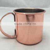 FDA 12oz Copper Plated Beer Mugs Vodka Mug With Stainless Steel Handle With Black Laser Logo thumbnail-1