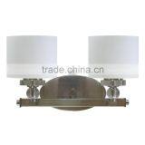 2 Light Vanity Light(lampe Murale/Lampara de Pared) in Satin Steel Finish With Two Dove White Glass Shades thumbnail-1