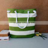 2013 Spring, For Market or Beach or Gym, Bags Handmade Lovely Bag White and Green Striped Beach Bag thumbnail-1