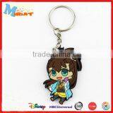 high quality amine girl figurine 3d rubber keychain