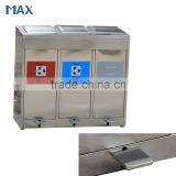 Outdoor Public 3 Compartments Stainless Steel Foot Pedal Bin,trash Bin,garbage Bin thumbnail-2