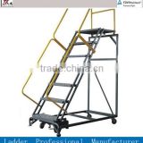 Warehouse Mobile Platform Ladder With Wheels