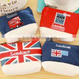 Newest euro style canvas coin purse with embroidery logo for wholesales