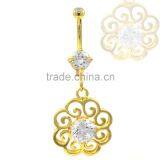 Gold Plated Swirls Belly Button Ring Navel Piercing Jewelry thumbnail-1