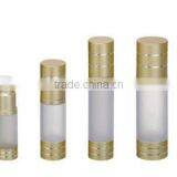 frost airless cosmeitc plastic bottle with gold cap and base