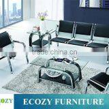 Reception area sofa, commercial leather sofa, steel pipe sofa