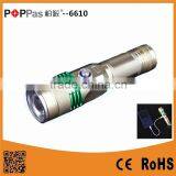 POPPAS-6610 500lumens XM-L T6 Micro USB & Power Bank Rechargeable Led Flashlight