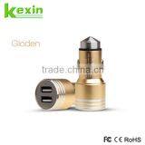 Hot Selling Aluminum Dual USB Car Adaptor, 5V 2.1A Safty Car Charger