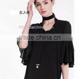 2016 Fashion Woman Handmade Long Black Velvet Choker Necklace thumbnail-1