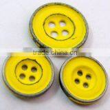 Enameled Yellow Sewing Button With 4 Holes thumbnail-1