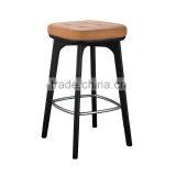 BS008A Yellow Leather Bar Stool