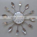 Stainless Steel Fork and Spoon Kitchen Wall Clock
