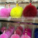 wholesale for handbag Material fox fur pom poms keychain