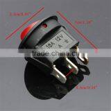 Red Neon 3 Pin 4.8mm Terminals 12V 16A Universal LED Illuminated Car Button Lights ON/OFF Round Rocker Switch Dash Boat Van thumbnail-6
