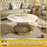 Hot Sale Round 20mm Marble Top Golden Base Coffee Table thumbnail-5