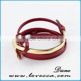 New Trending Adustable Leather Alloy Curved Anchor Wristband Bracelet thumbnail-3