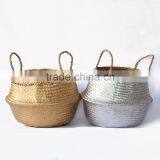 Gold and Silver Seagrass Storage Baskets, Belly Seagrass Baskets