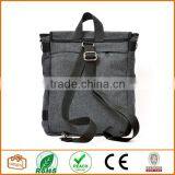 Unisex Messenger Bag and Backpack. Grey Wool-Polyester Mix With Green Details and Lining. Multiple Pockets thumbnail-3