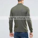 High Quality Custom Long Sleeve Button Placket Uneven Vented Hem Green Men's 100% Polyester 200gsm Casual Slim Fit Polo T-Shirt thumbnail-2