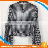 Women Latest Design Custom Embroidery Check Long Sleeve Shirt thumbnail-6