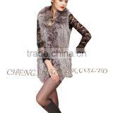 CX-G-B-179B Fox Fur Collar Hand Knitting Real Comfort Rabbit Fur Clothing thumbnail-4