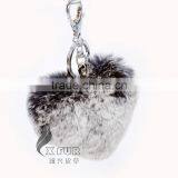 CX-R-46 Wholesale Heart Shape Genuine Rabbit Fur Keyring thumbnail-5