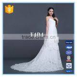 Spaghetti Strap Lace Sexy Low Back 5 Layers Ruffles Wedding Dress With Bridal Mantilla Veil thumbnail-1