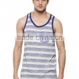 Mens Slub Striped in Bulk Vests With Pocket Wholesale thumbnail-1