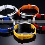 Colorful Silicone Stainless Steel Bracelets Diy Custom Logo Charms Silicone Bangle for Promotion Products thumbnail-1