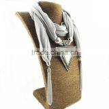 Factory Supplier Cheap Zinc Alloy Pendants Jewelry Scarves Pure Handmade Long Polyester Scarves Women Infinity Wrap Scarves thumbnail-2